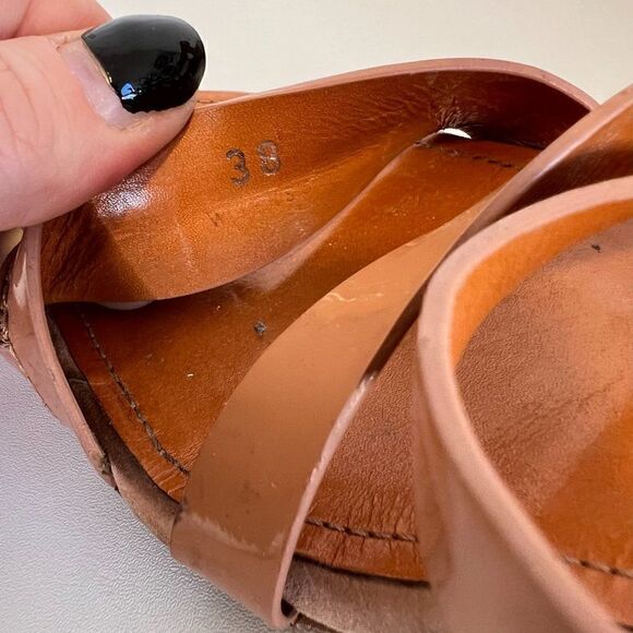 Tod's Tan Patent Leather Strappy Mini Wedge Sandals - Picture 8 of 8